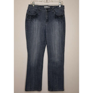 Chico’s Platinum Womens Jeans 1.5 Reg Dark Stone Wash Sequin Pocket HiRise Ankle